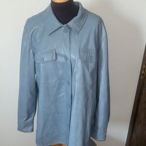 Tribal Faux Leather Front Button Lightweight Jacket Size 2X